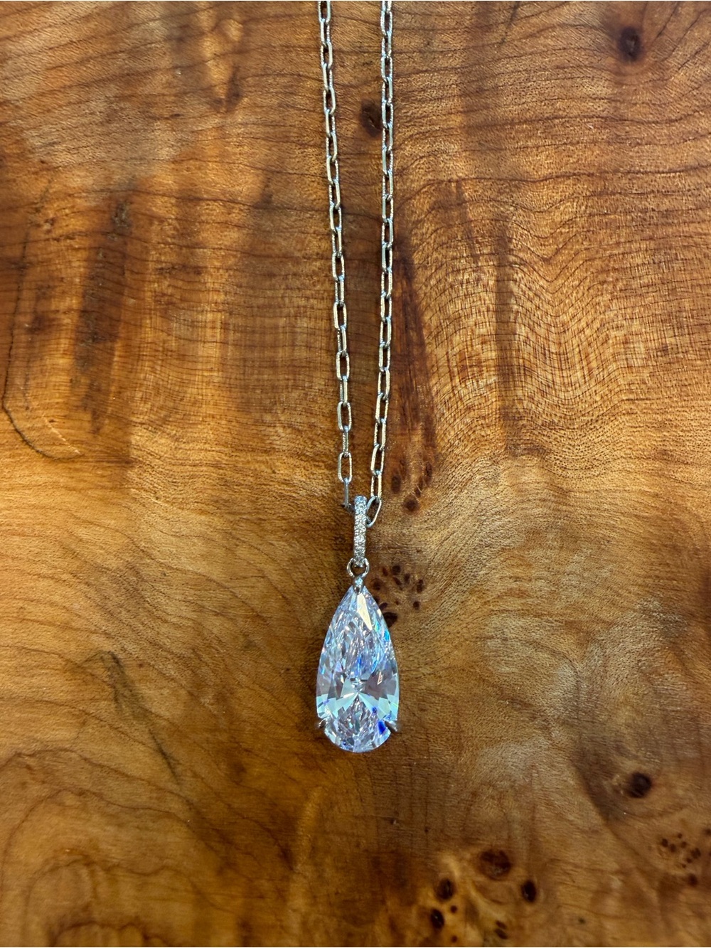 Melinda Maria Sparkling Teardrop Pendant Necklace - Silver Crystal